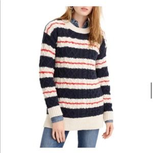 J. Crew Women’s Stripe Cable Knit Tunic Sweater